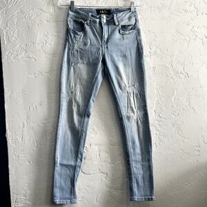 Indigo Rain distressed light wash skinny jeans womens 26 urban normcore casual